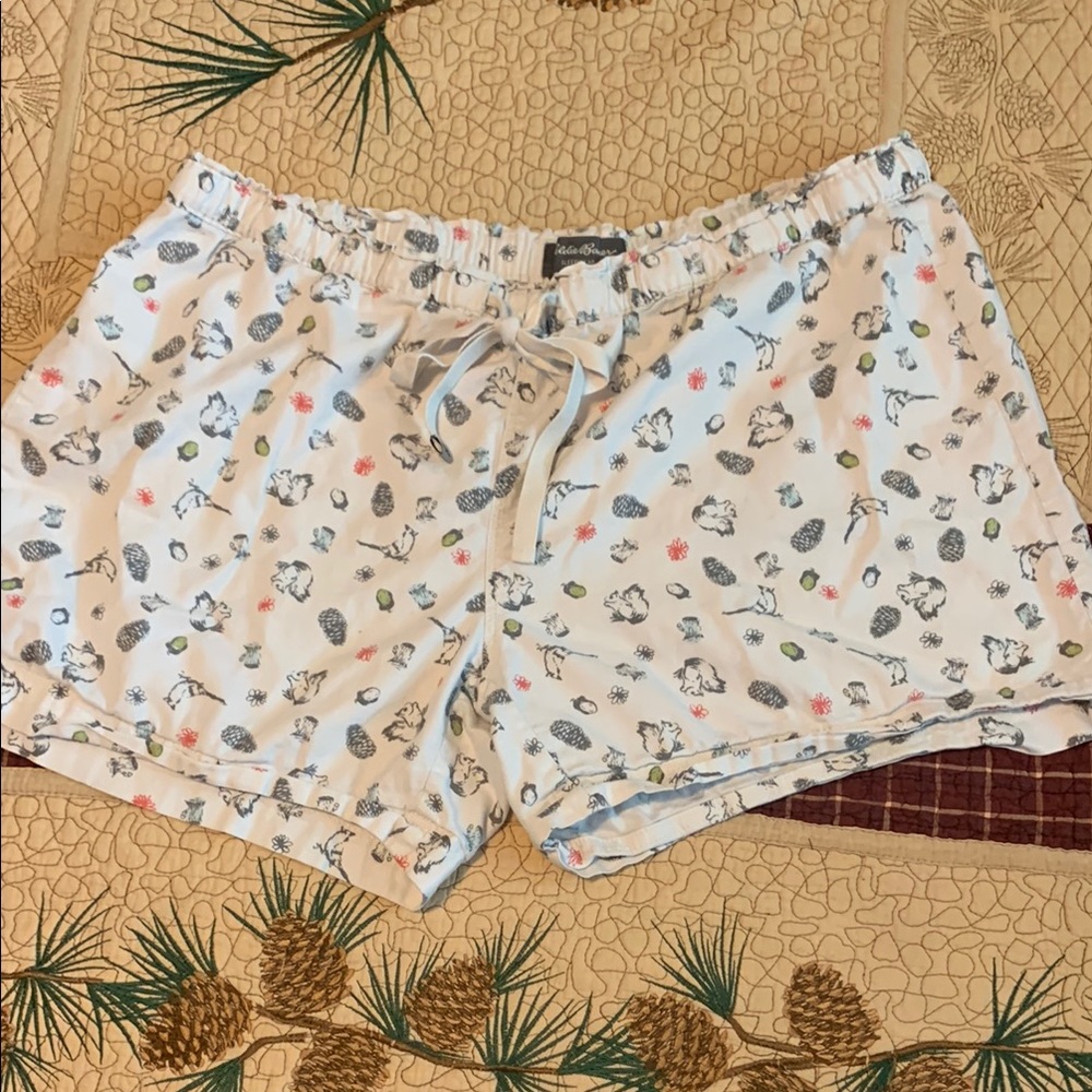 Eddie Bauer Flannel Pajama Shorts with Squirrel Print